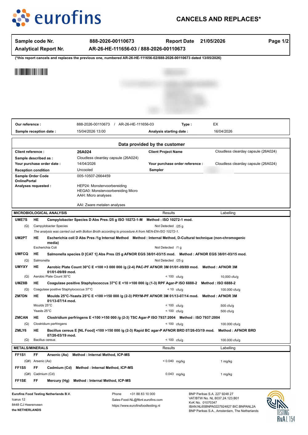 First page of the lab report